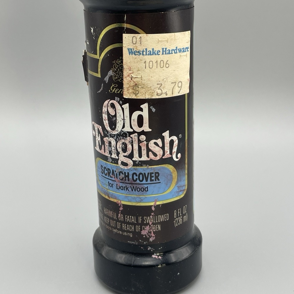 Vtg Old English Scratch Cover For Dark Woods 8 oz Blue Lid RARE Almost Full Prop - Picture 2 of 7